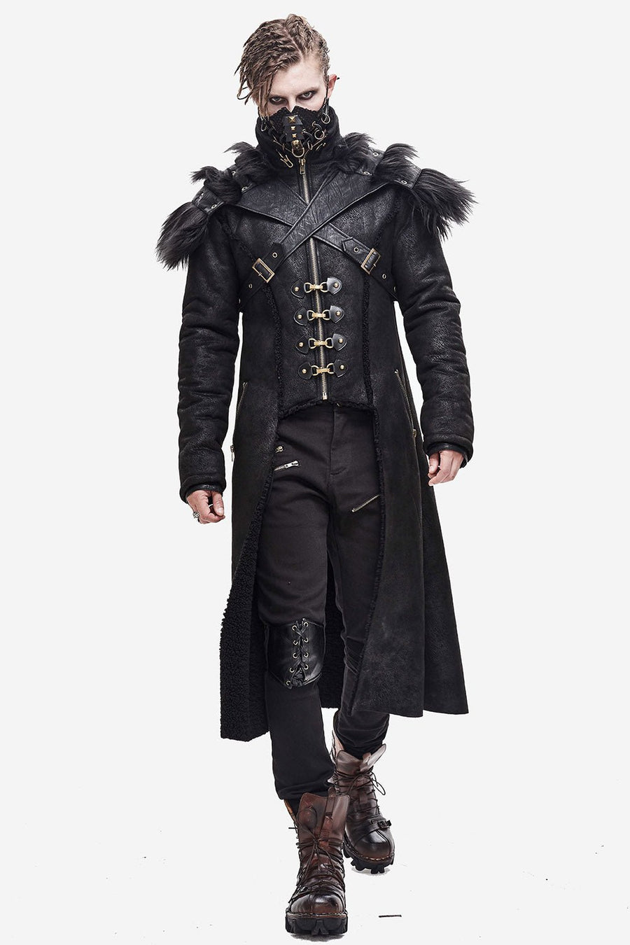 Black Infantry Winter Coat - mens outerwear - VampireFreaks - Devil Fashion