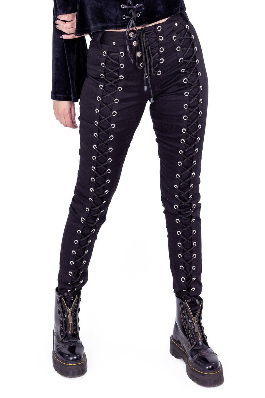 silver eyelet punk pants