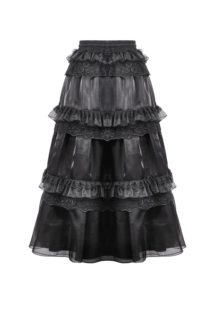 womens high-waisted long goth skirt by dark in love