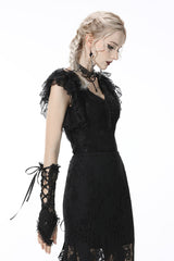 elegant black gothic lace ruffled top