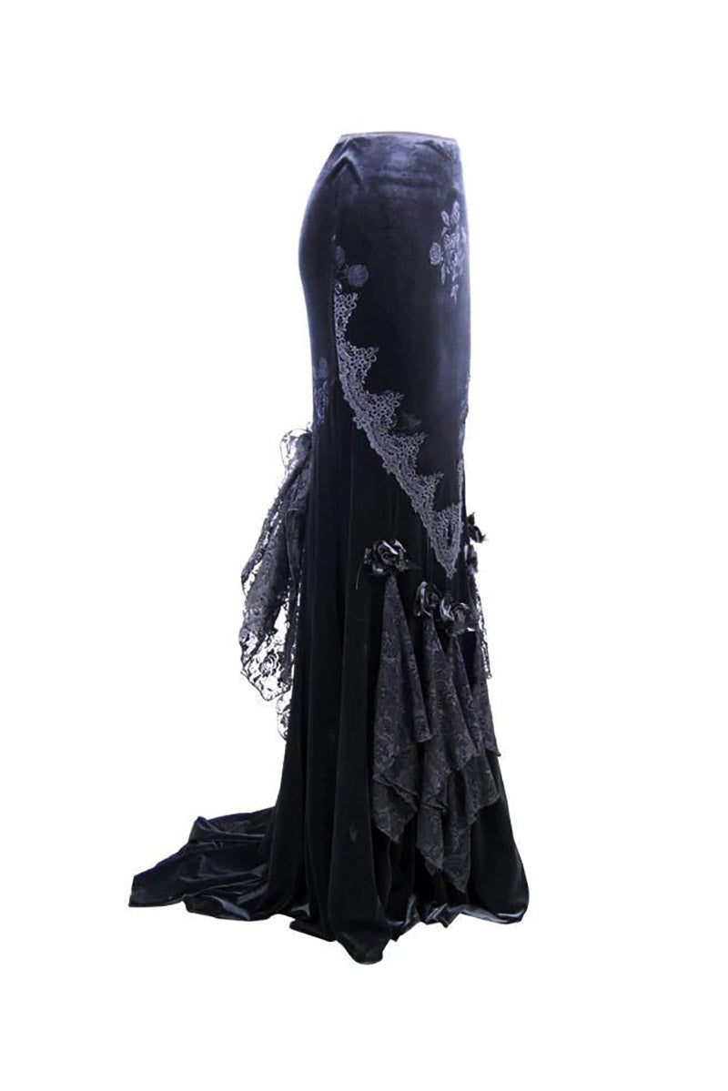 womens black floral sexy skirt