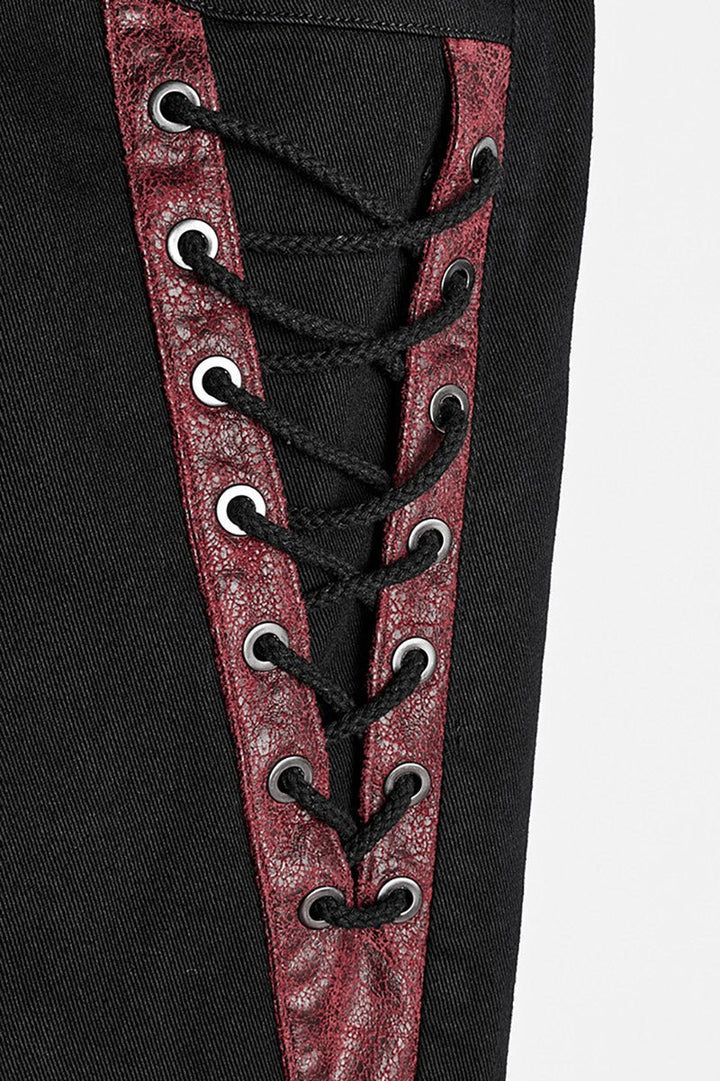 Black Lord Lace - Up Pants [BLACK/RED] - mens pants - VampireFreaks - Punk Rave