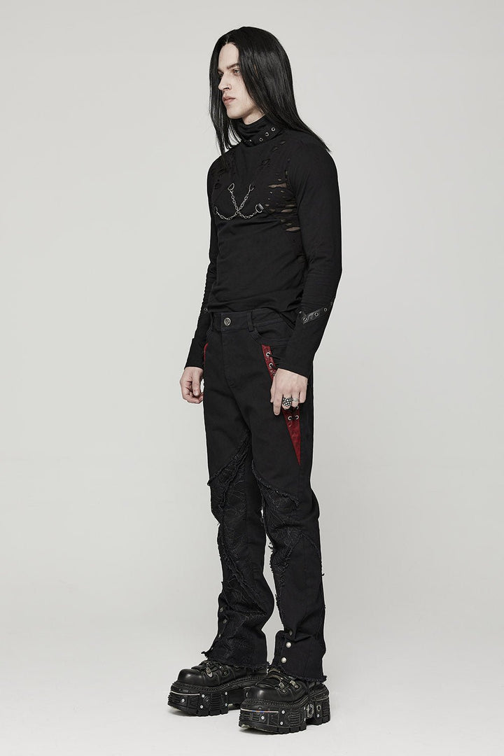 Black Lord Lace - Up Pants [BLACK/RED] - mens pants - VampireFreaks - Punk Rave