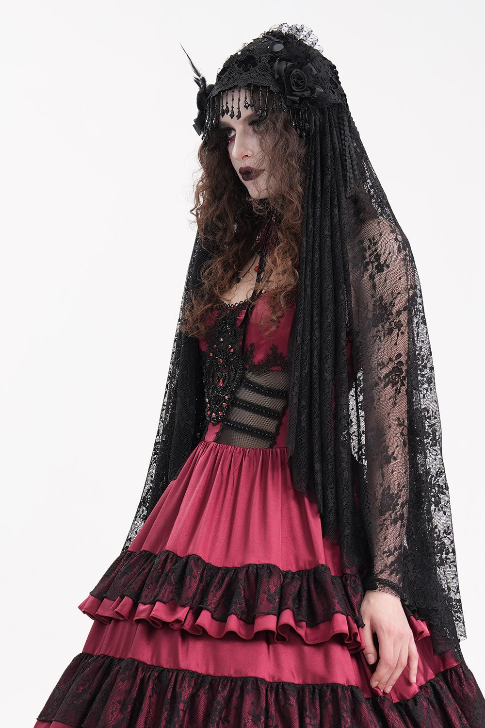 Black Madonna Long Gothic Veil - hats & scarves & headwear - VampireFreaks - Devil Fashion