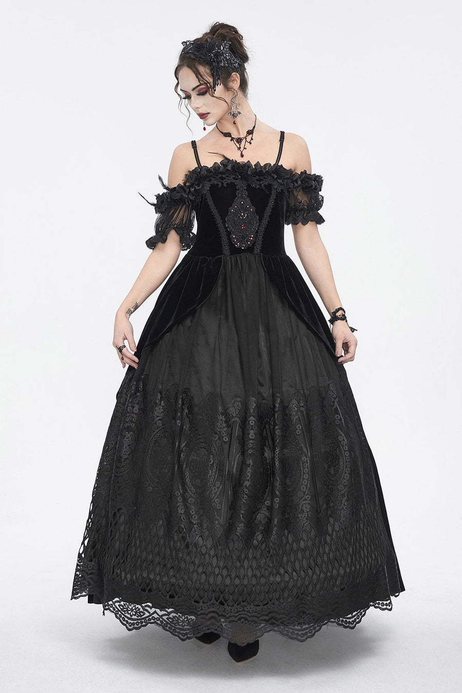 Black Manor Gothic Gown - dresses - VampireFreaks - Devil Fashion