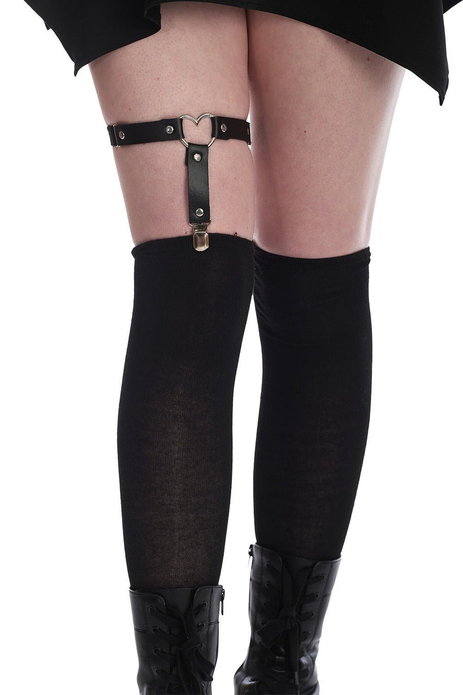 Black Metal Heart Thigh Garter - socks & stockings - VampireFreaks - Banned Apparel / Lost Queen