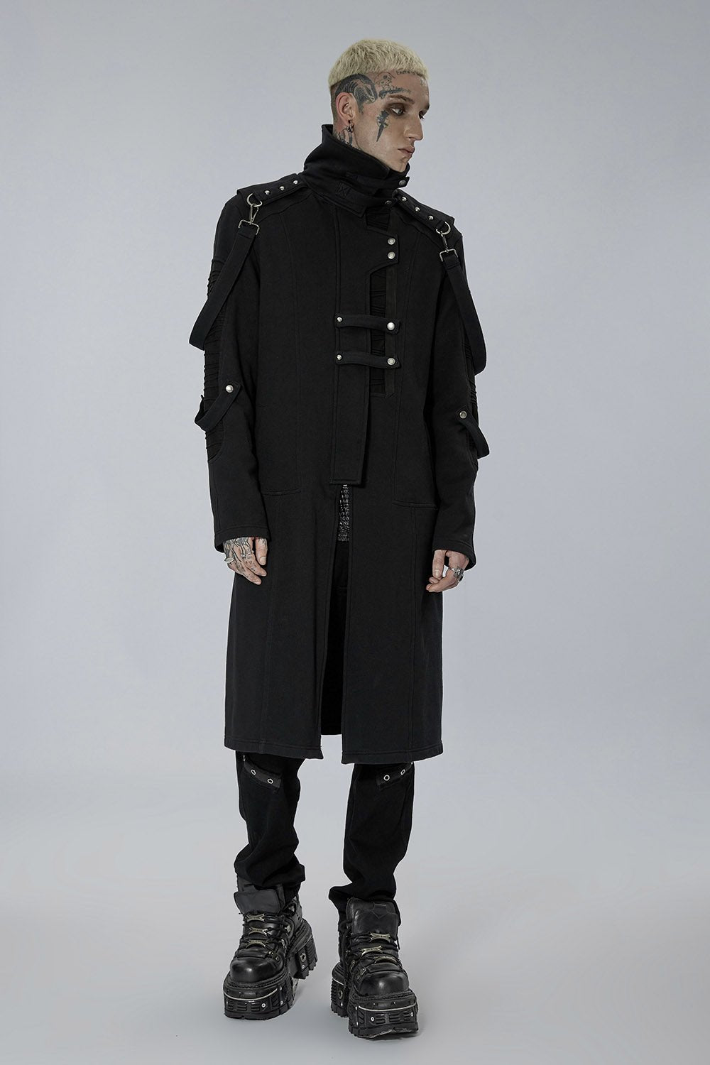 Black Militia Trench Coat - mens outerwear - VampireFreaks - Punk Rave