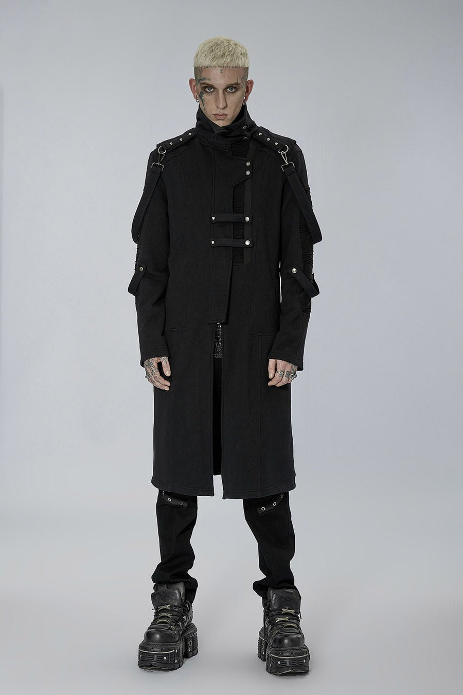 Black Militia Trench Coat - mens outerwear - VampireFreaks - Punk Rave