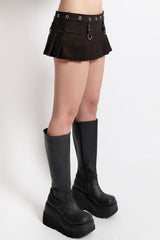 womens low rise grunge goth short pleated mini skirt