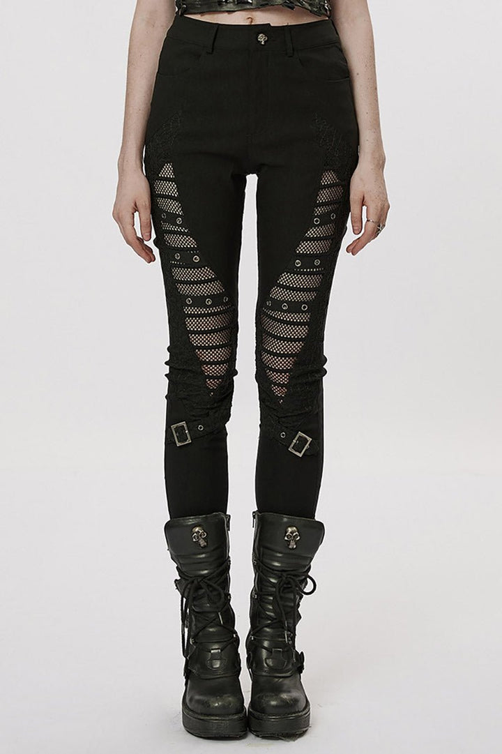 Black Mist Fishnet Skinny Jeans - womens bottoms - VampireFreaks - Punk Rave