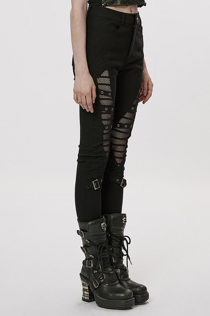 Black Mist Fishnet Skinny Jeans - womens bottoms - VampireFreaks - Punk Rave