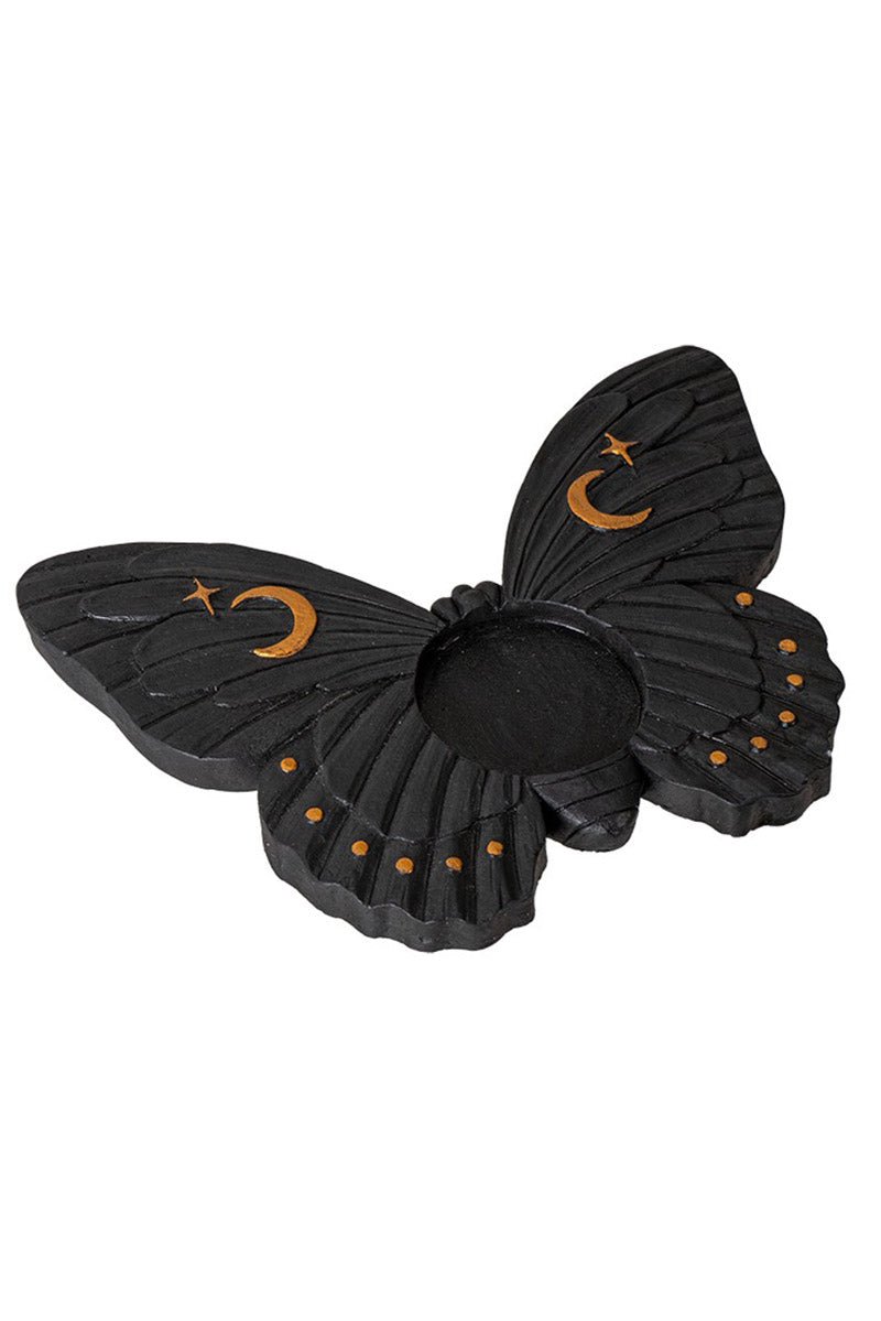 Black Moth Tealight Candle Holder - housewares - VampireFreaks - Pacific Giftware