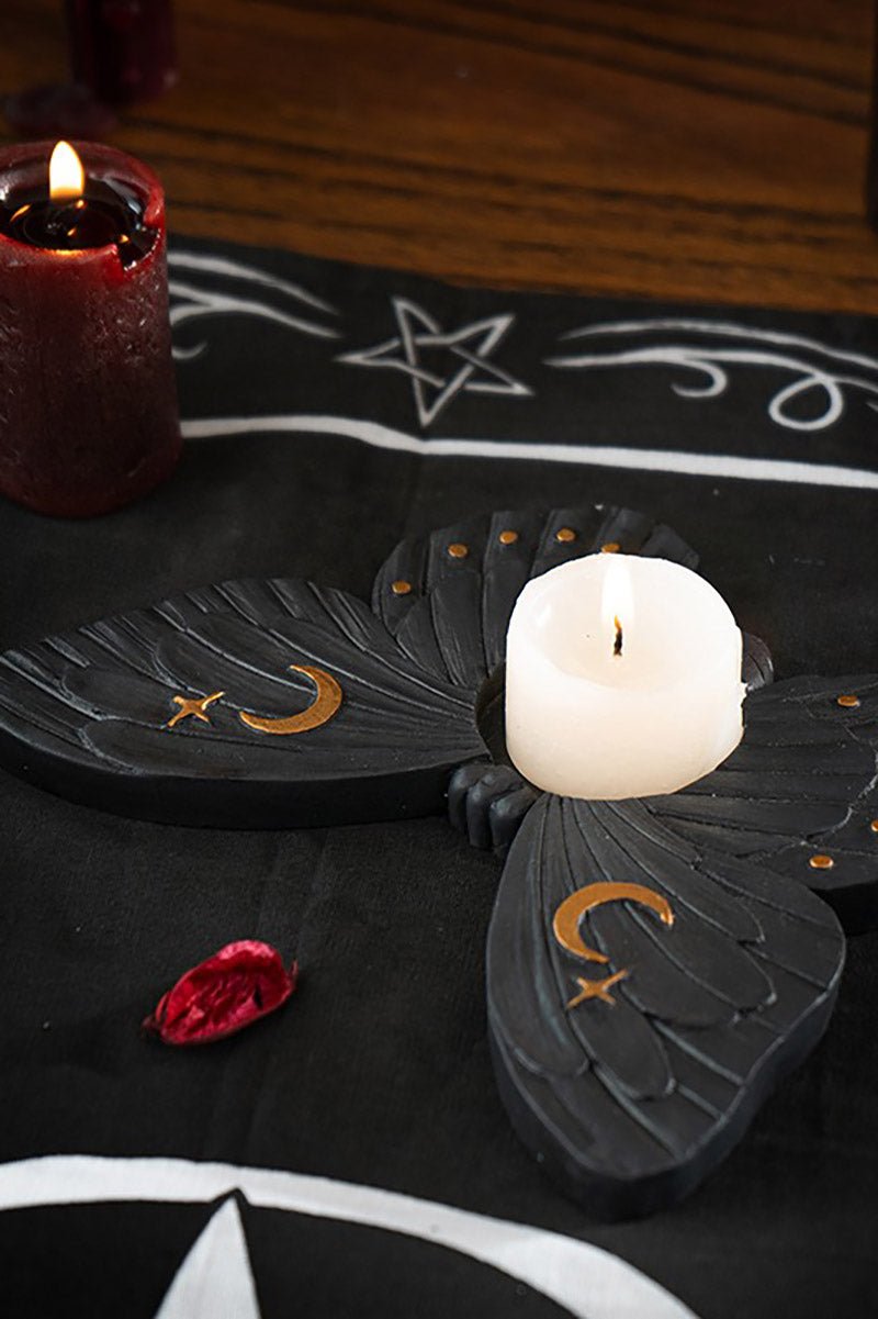 Black Moth Tealight Candle Holder - housewares - VampireFreaks - Pacific Giftware