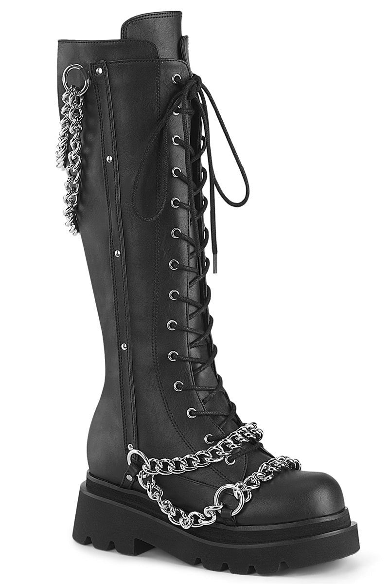 Black Parade Knee - High Boots [RENEGADE - 215] - womens shoes - VampireFreaks - Demonia