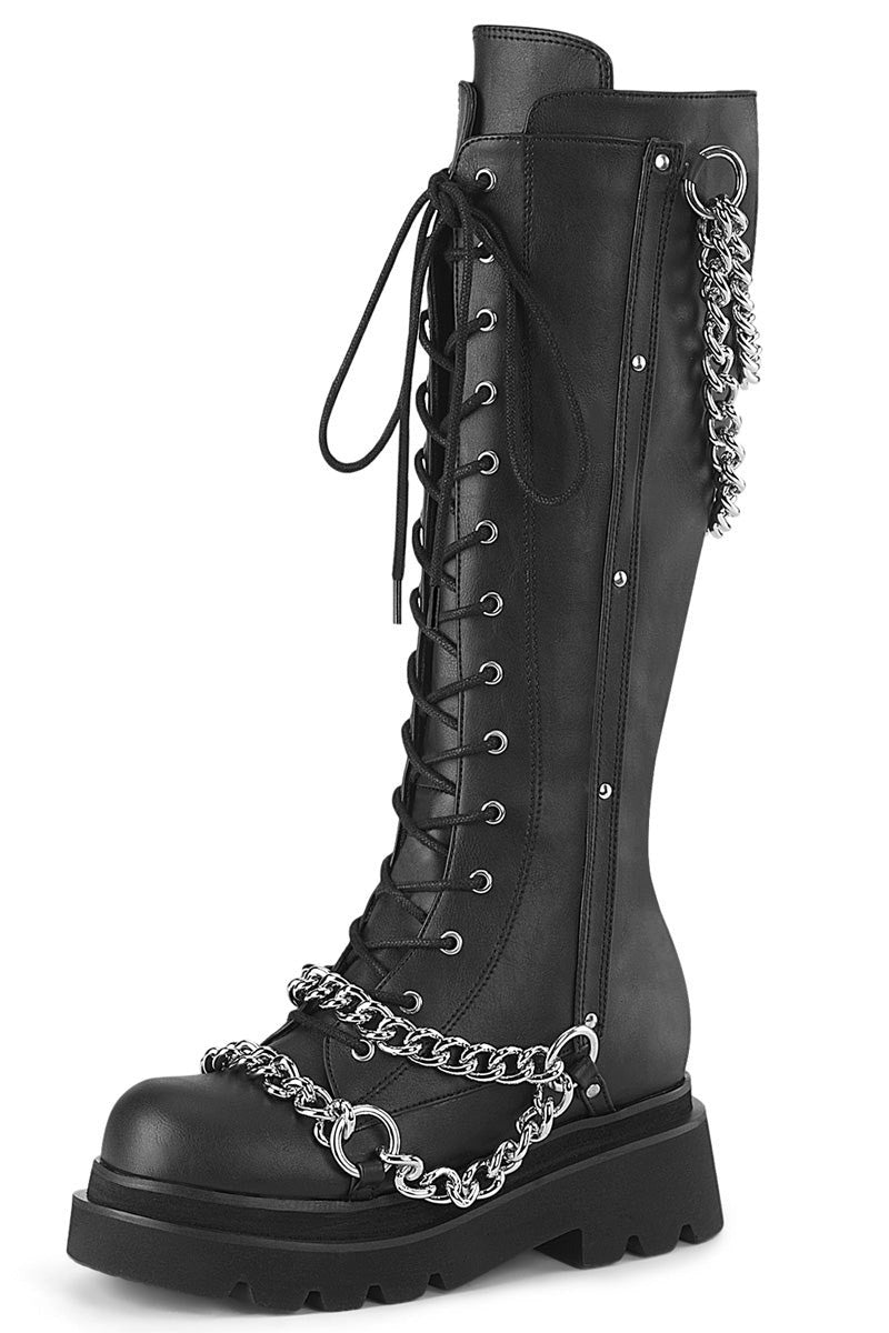 Black Parade Knee - High Boots [RENEGADE - 215] - womens shoes - VampireFreaks - Demonia