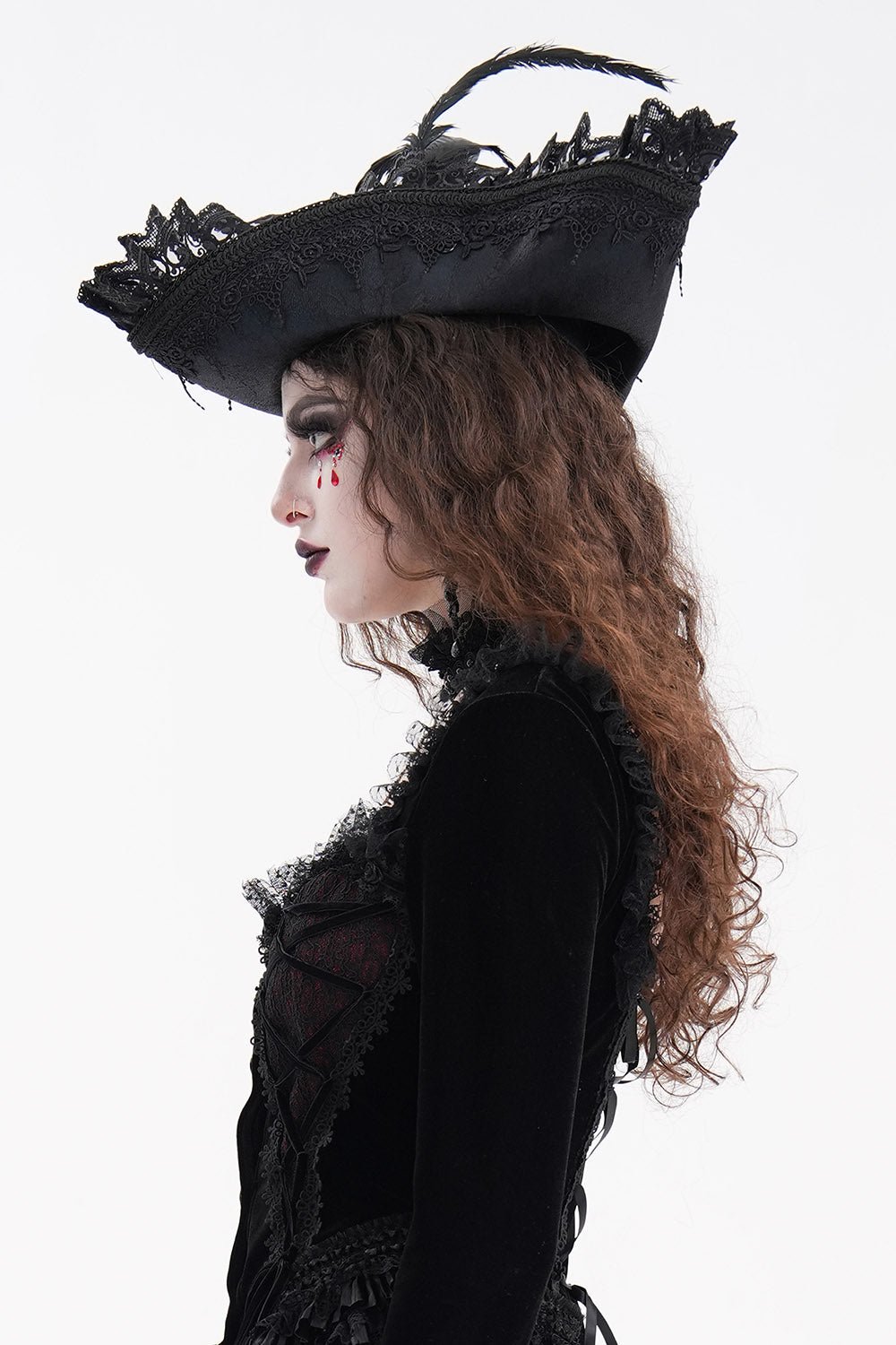 Black Pearl Punk Pirate Hat - hats & scarves & headwear - VampireFreaks - Devil Fashion