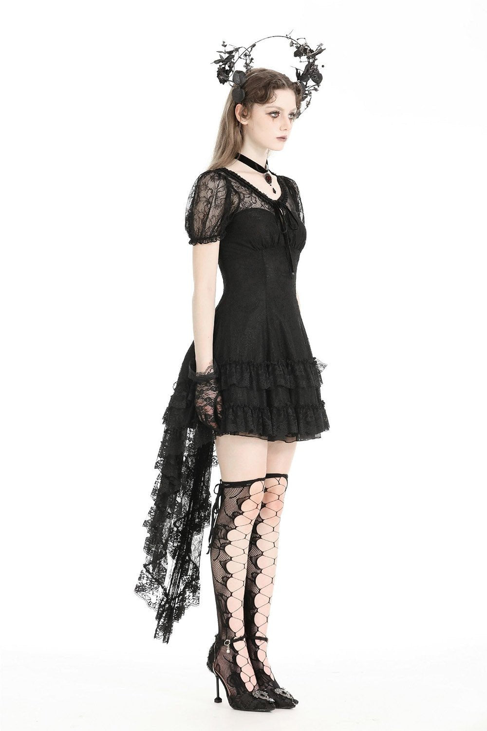 Black Porcelain Babydoll Dress with Train - dresses - VampireFreaks - Dark In Love