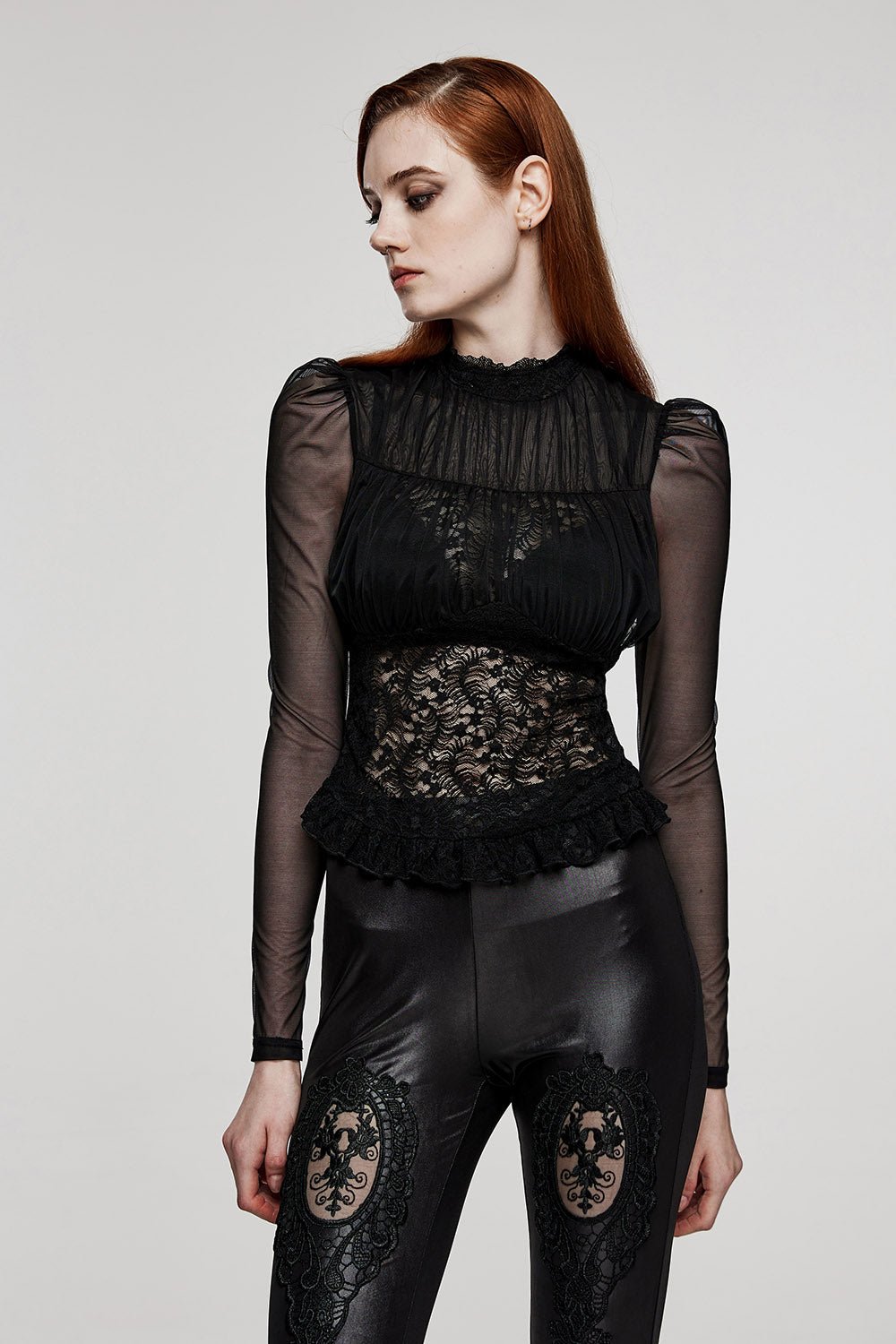 Black Prayer Sheer Lace Top - womens tops - VampireFreaks - Punk Rave