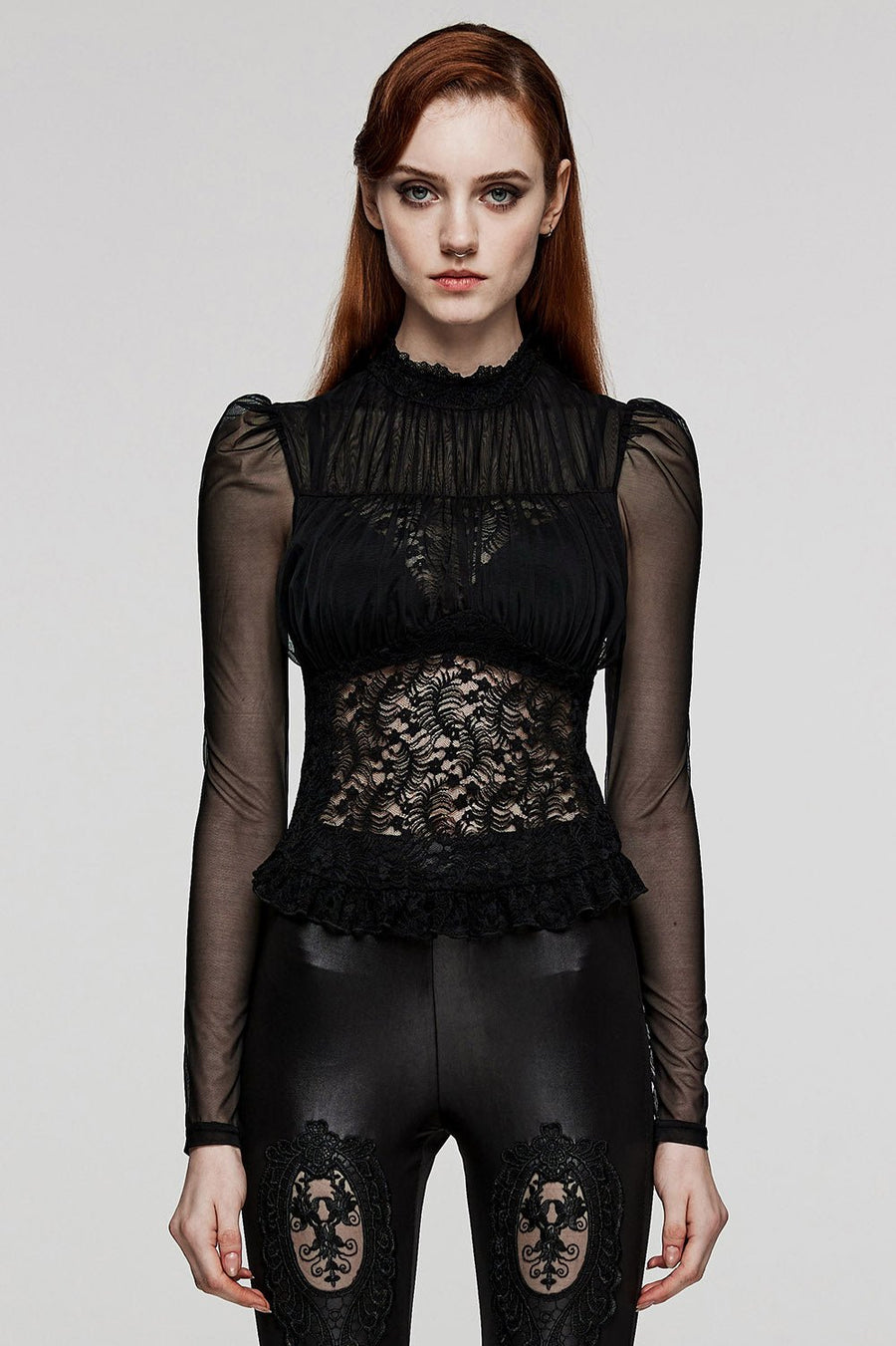 Black Prayer Sheer Lace Top - womens tops - VampireFreaks - Punk Rave