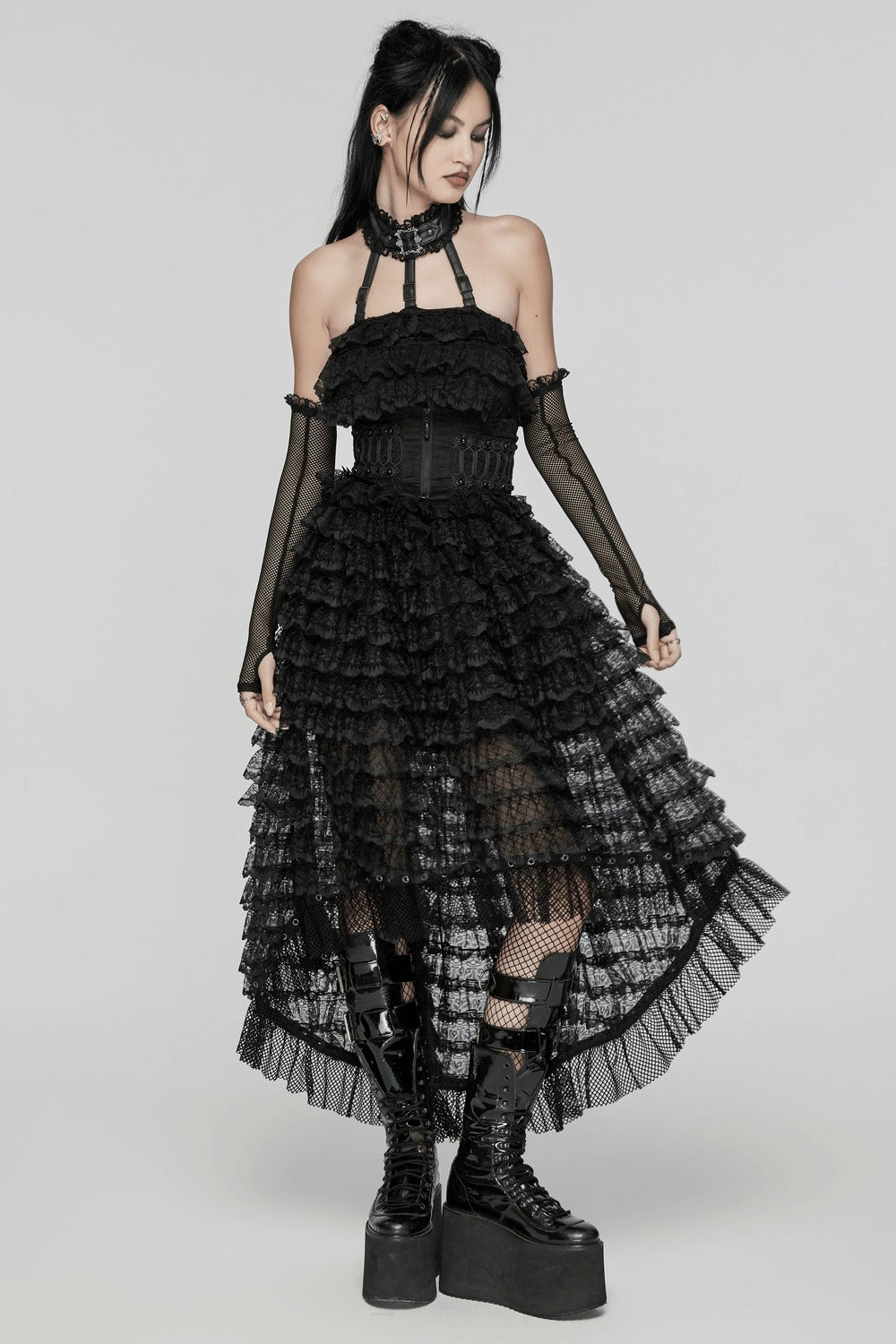 ruffled goth dress