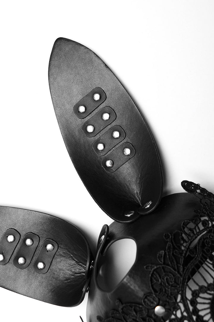 studded leather bunny ears for women
