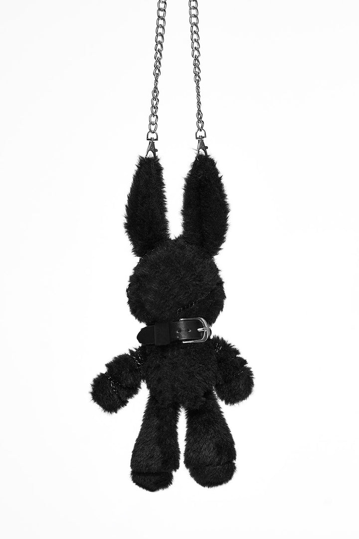 black plush gothic bunny rabbit plush purse with no compartments