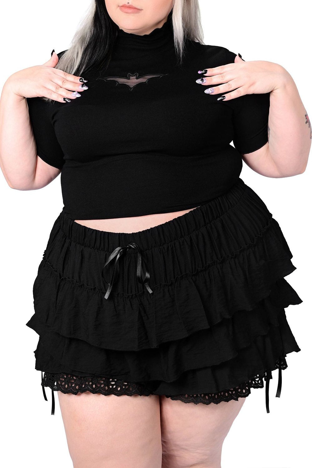 Black Ruffle Bloomers - womens bottoms - VampireFreaks - Foxblood