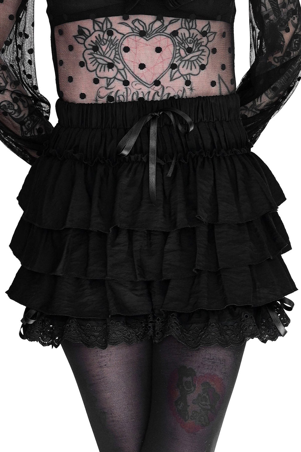 Black Ruffle Bloomers - womens bottoms - VampireFreaks - Foxblood