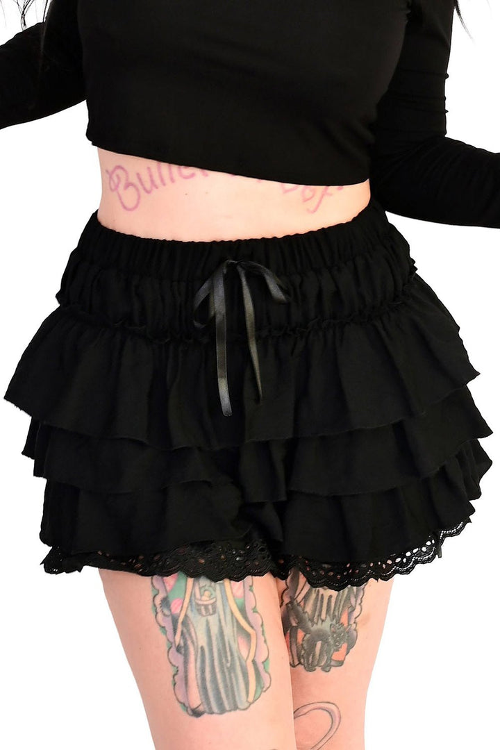 Black Ruffle Bloomers - womens bottoms - VampireFreaks - Foxblood