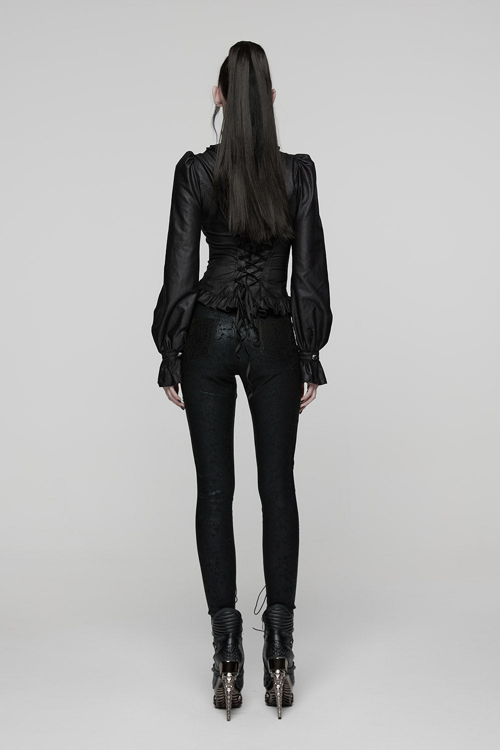 womens ruffled long sleeve corset top