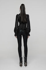 womens ruffled long sleeve corset top