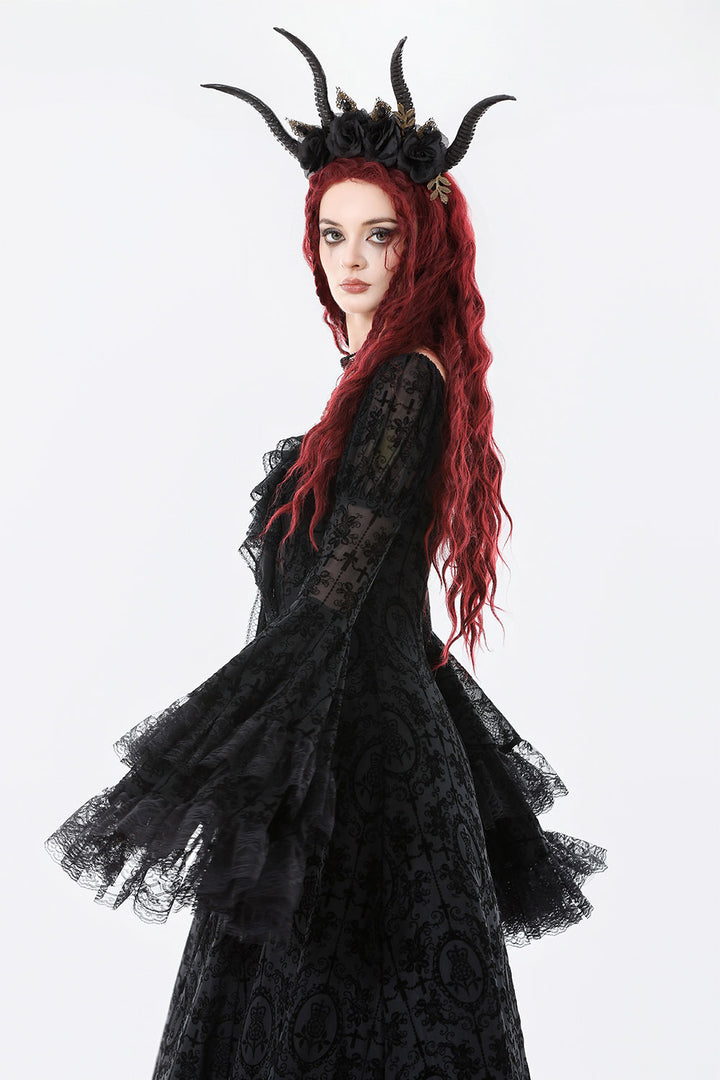 womens long sleeve black dress with gemstone