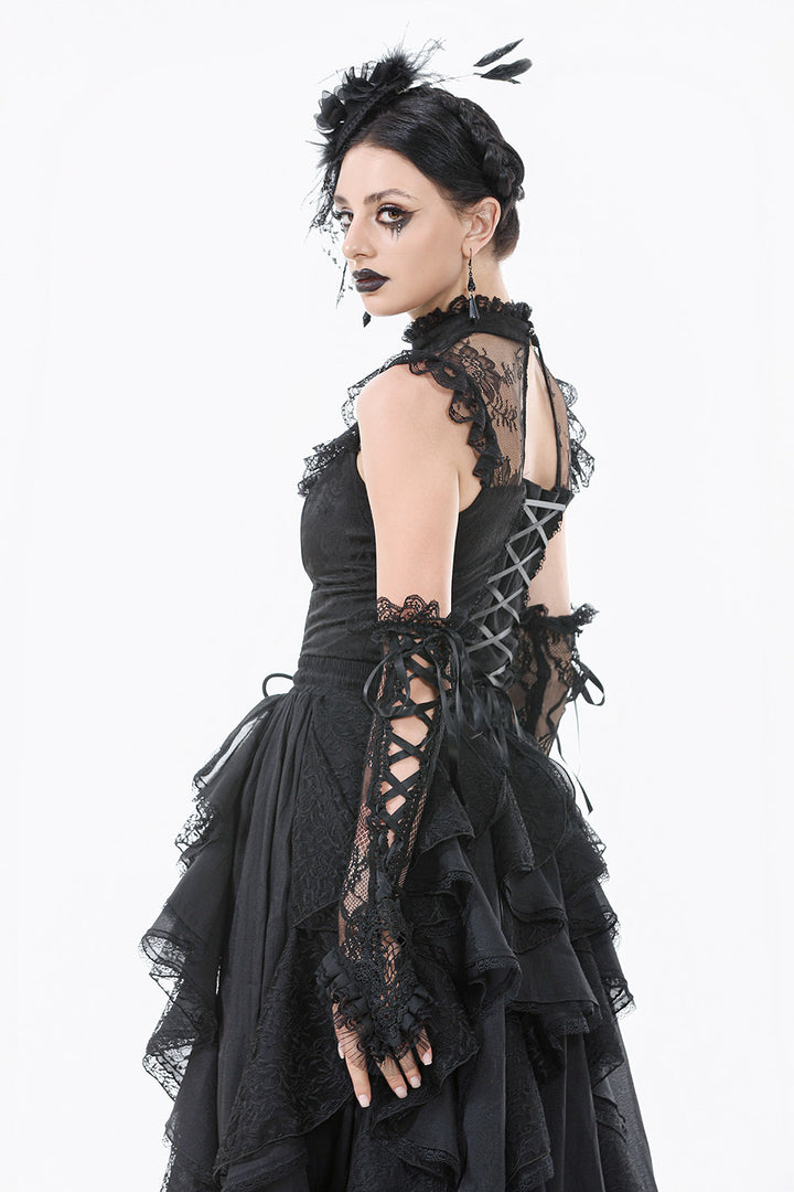 ruffled hem damask tank top