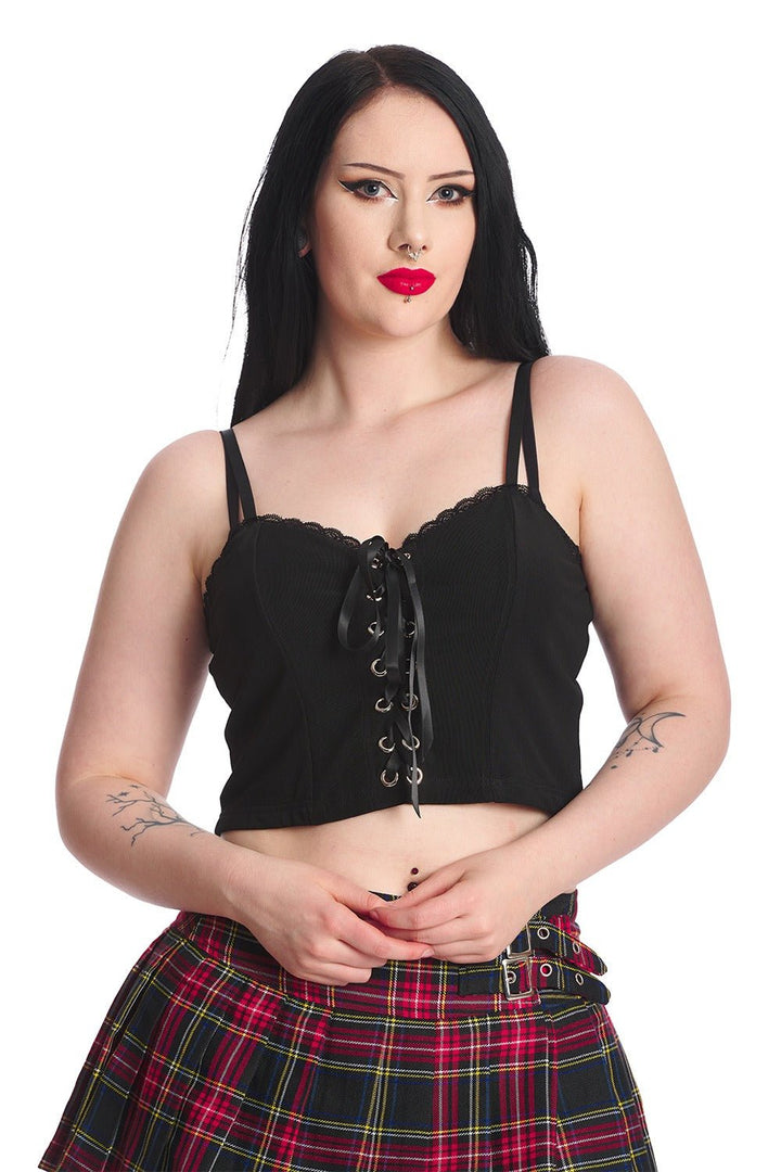 Black Ruffles Crop Top - womens tops - VampireFreaks - Banned Apparel / Lost Queen