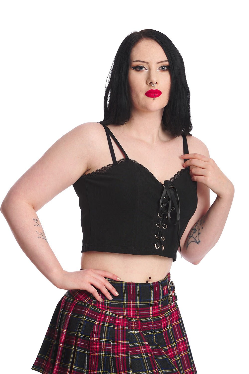 Black Ruffles Crop Top - womens tops - VampireFreaks - Banned Apparel / Lost Queen