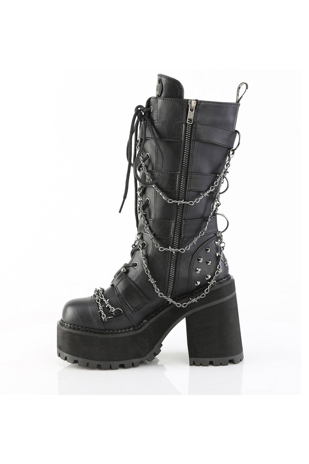 Black Sacraments Studded Punk Boots [ASSAULT - 117] - womens shoes - VampireFreaks - Demonia