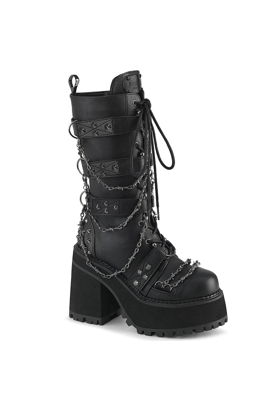 Black Sacraments Studded Punk Boots [ASSAULT - 117] - womens shoes - VampireFreaks - Demonia