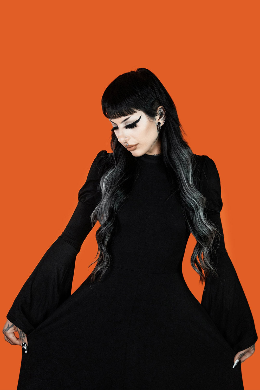 dark cottagecore puff sleeve gothic dress