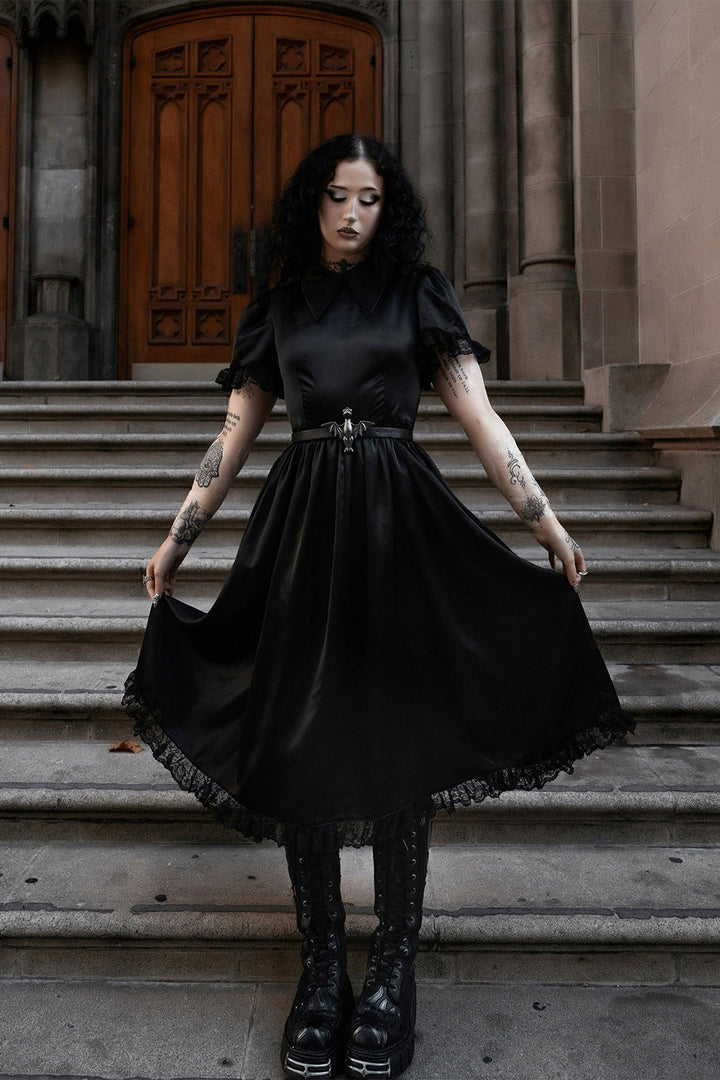 high waisted fit and flare goth dress