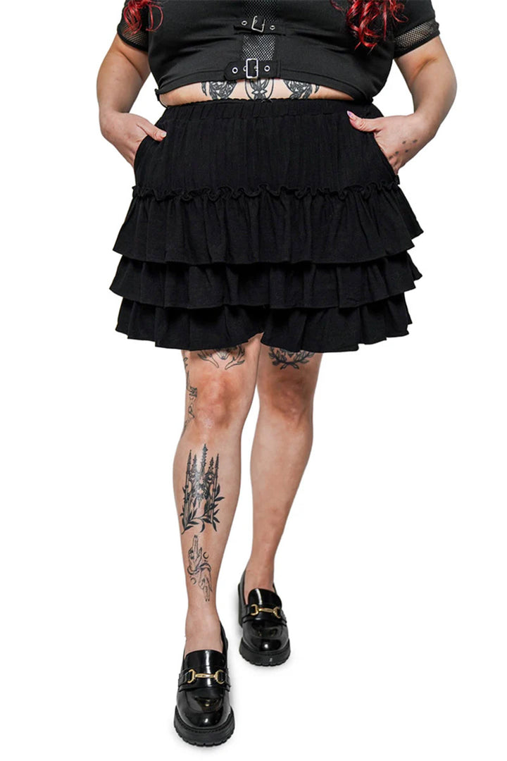 rayon and linen black bloomer shorts  with pockets