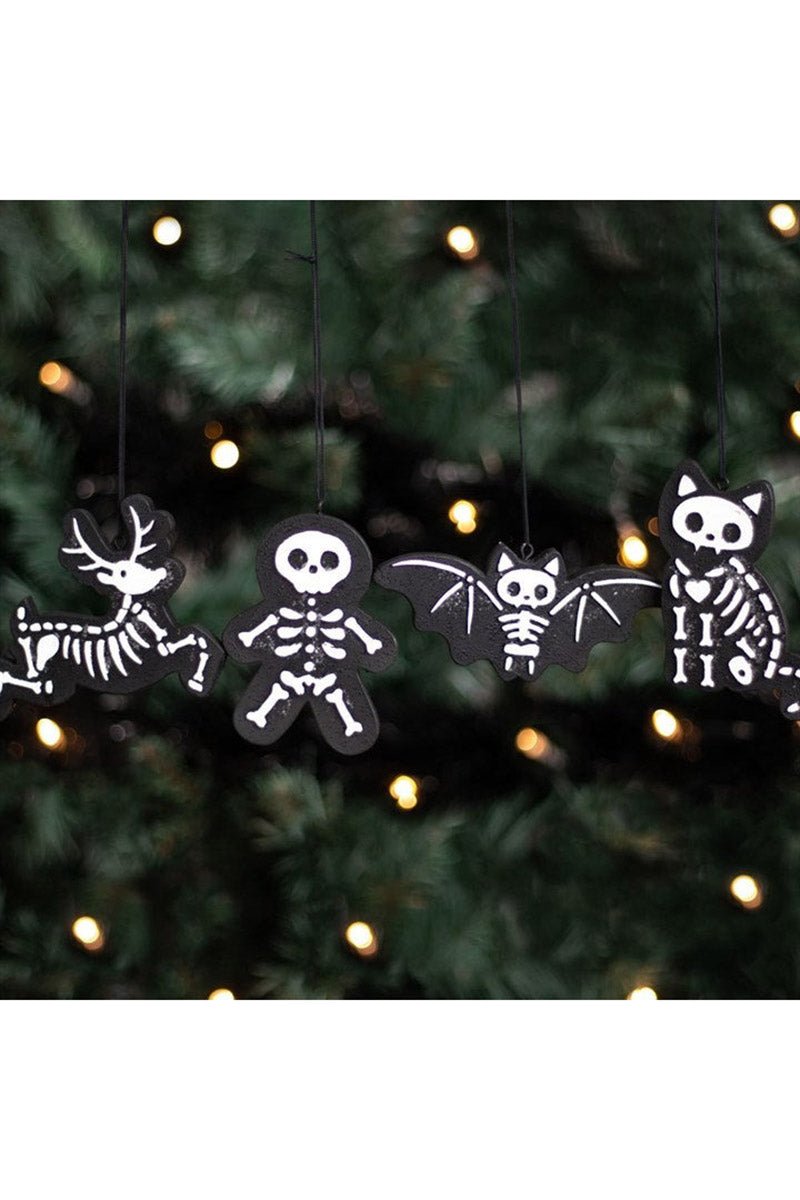 Black Skeleton Christmas Gingerbread Ornaments [Set of 4] - housewares - VampireFreaks - Something Different