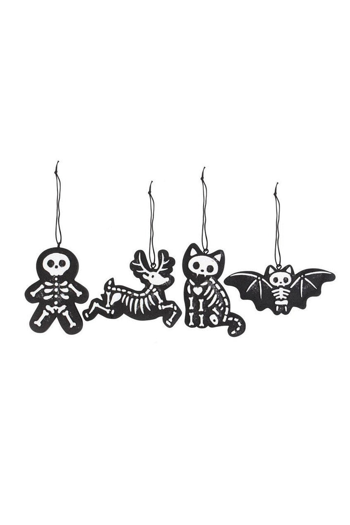 Black Skeleton Christmas Gingerbread Ornaments [Set of 4] - housewares - VampireFreaks - Something Different