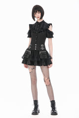 Goth fashion high waisted mini skirt with zippers