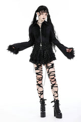 punk goth lightweight mesh black tulle miniskirt