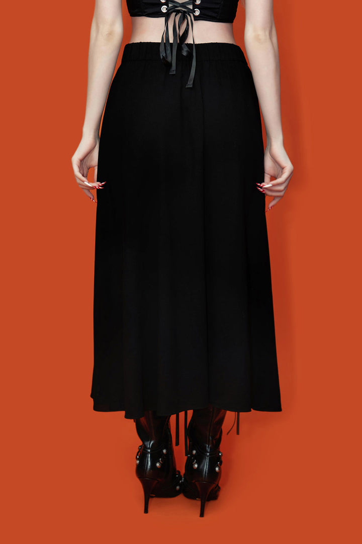 womens gothic black midi length skirt