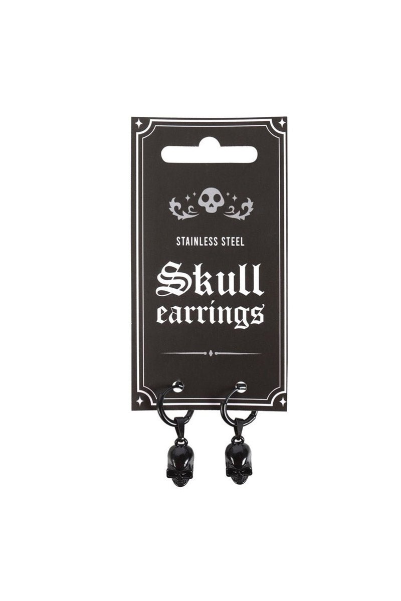 Black Stainless Steel Skull Earrings - jewelry - VampireFreaks - Something Different