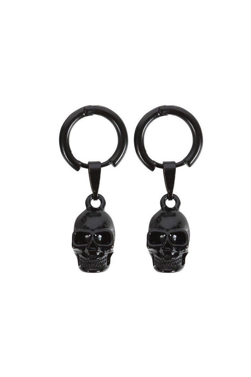 Black Stainless Steel Skull Earrings - jewelry - VampireFreaks - Something Different