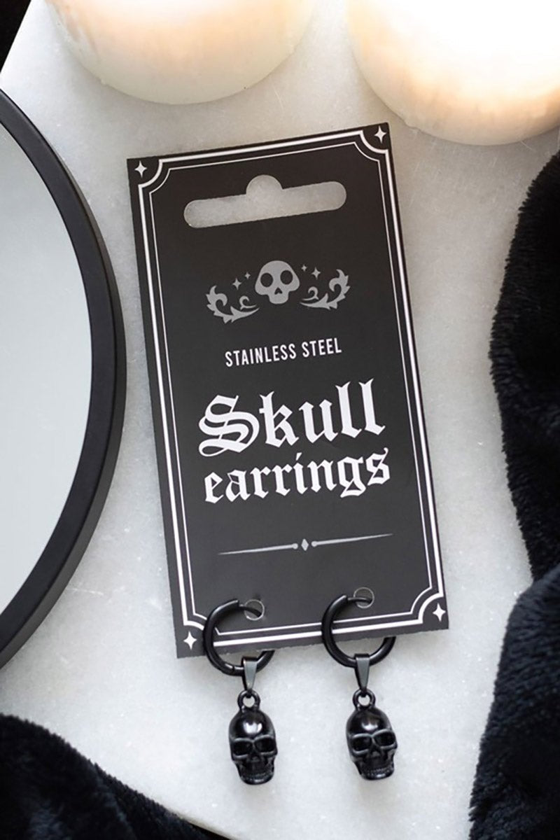 Black Stainless Steel Skull Earrings - jewelry - VampireFreaks - Something Different