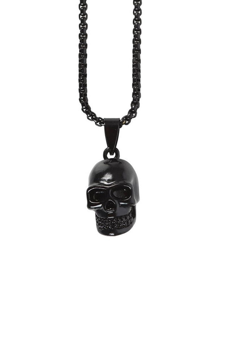 Black Stainless Steel Skull Necklace - jewelry - VampireFreaks - Something Different