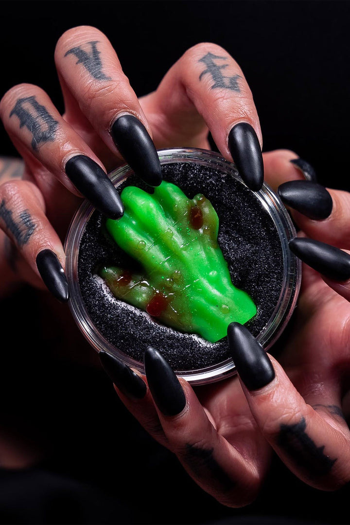 spooky halloween novelty sugar scrub with a zombie bar hand of soap